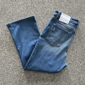 Ann Taylor Loft Jeans Kick Crop High Rise Women's Size‎ 32 / 14 Reg Destructed